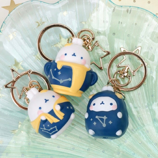 【Promotion】 Molang Rabbit - Star Sign Series Key Ring Key Chain Toy Figure